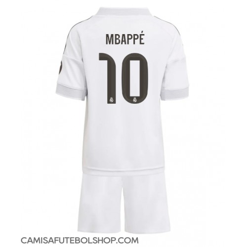 Camisa de time de futebol Real Madrid Kylian Mbappe #10 Replicas 1º Equipamento Infantil 2025-26 Manga Curta (+ Calças curtas)